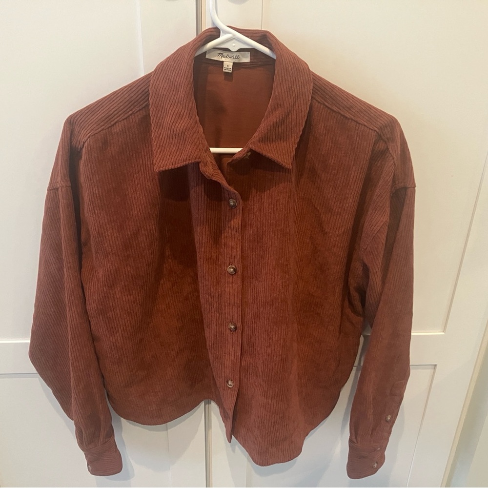 Madewell women’s corduroy shirt small brick